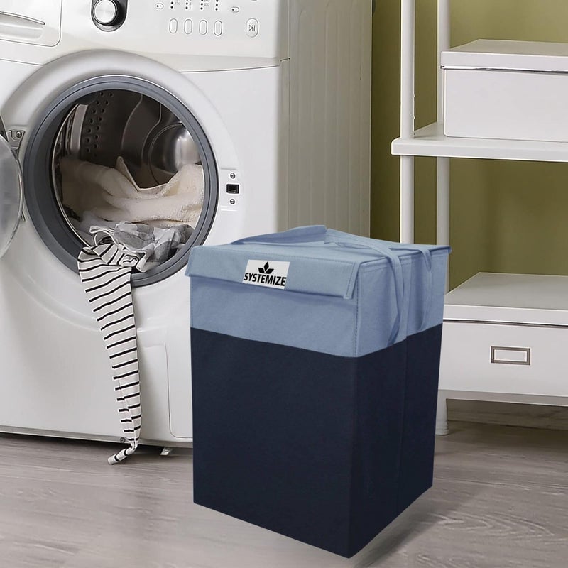 Systemize Laundry Basket For Clothes With Lid And Handle Toys Organiser Foldable 75 Litre gray Pack of 1 - Image 4