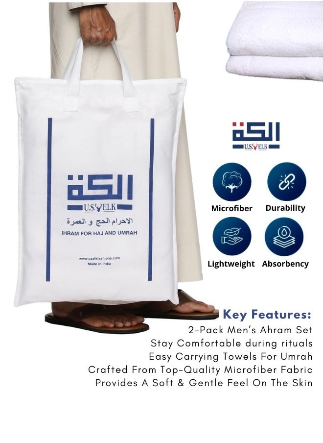 U.S. ELK - Men's Ahram Set | Premium 2 Ahram Towels + Belt for Hajj & Umrah | Easy-to-Wear & Comfortable Muslim Wear Ihram Set - Image 1