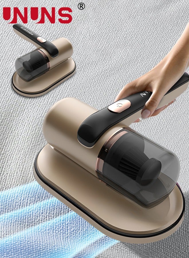 UNUNS Bed Vacuum Cleaner,Handheld Deep Mattress Vacuum Cleaner With 12KPa Strong Suction,Household High-Frequency Double Beat Cordless Vacuum For Mattress Pillows Sofas Carpets Cleaning,Upgrade Gold - Image 1