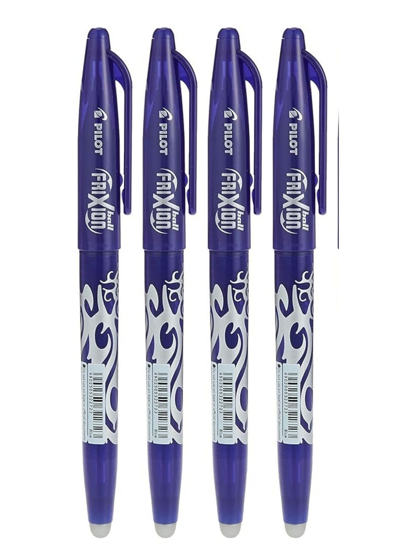 PILOT 4-Piece Frixion Erasable Ball Pen 0.7mm Tip Blue Ink - Image 1