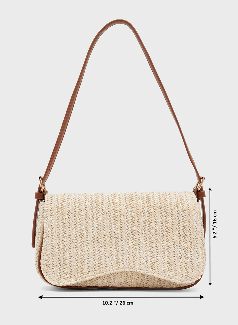 Ginger Raffia Textured East-To-West Bag