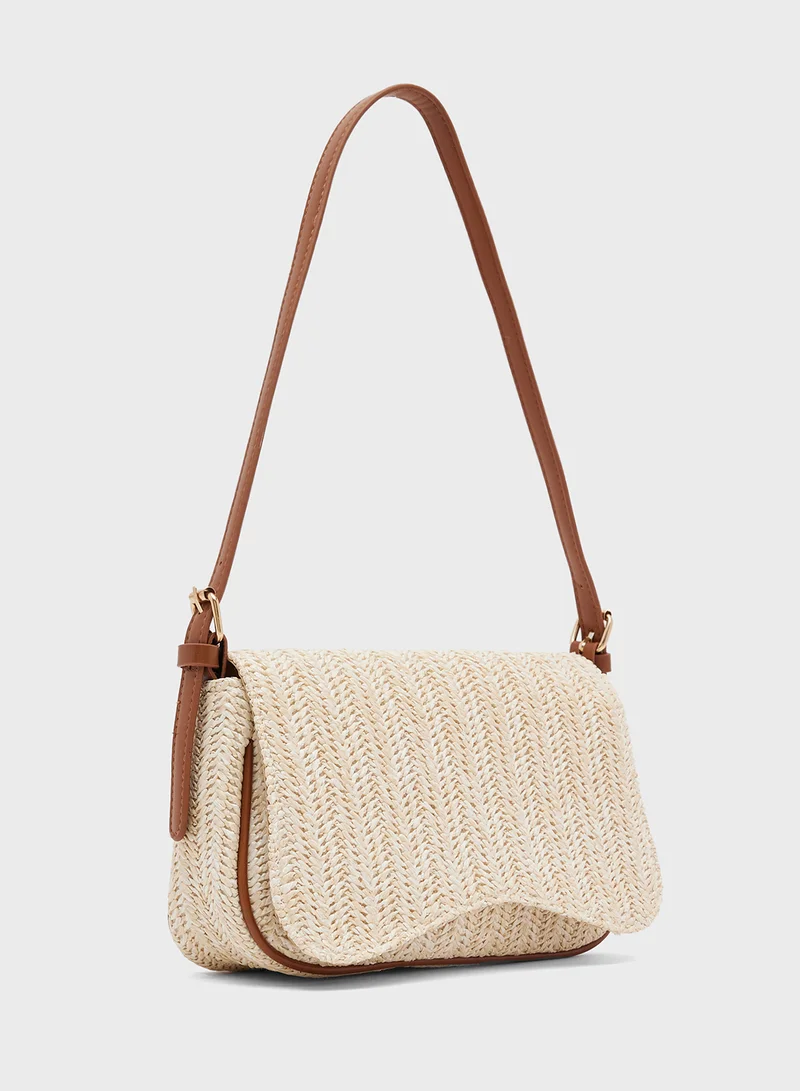 Ginger Raffia Textured East-To-West Bag