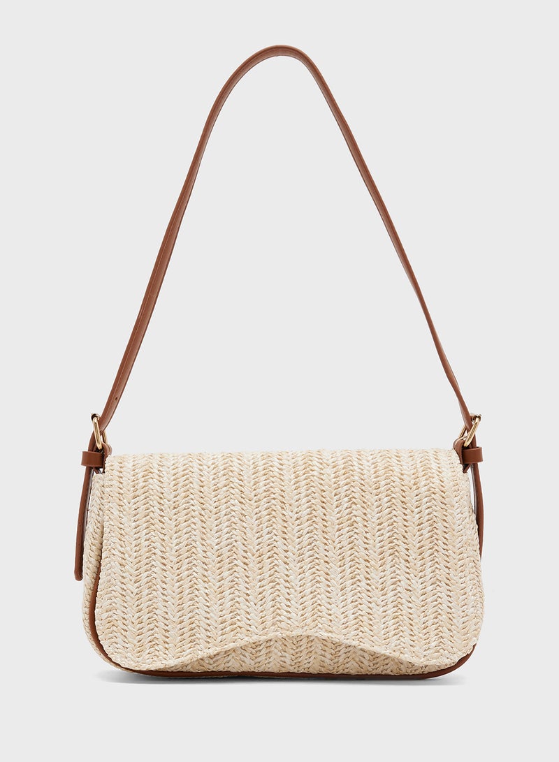 Ginger Raffia Textured East-To-West Bag - Image 1