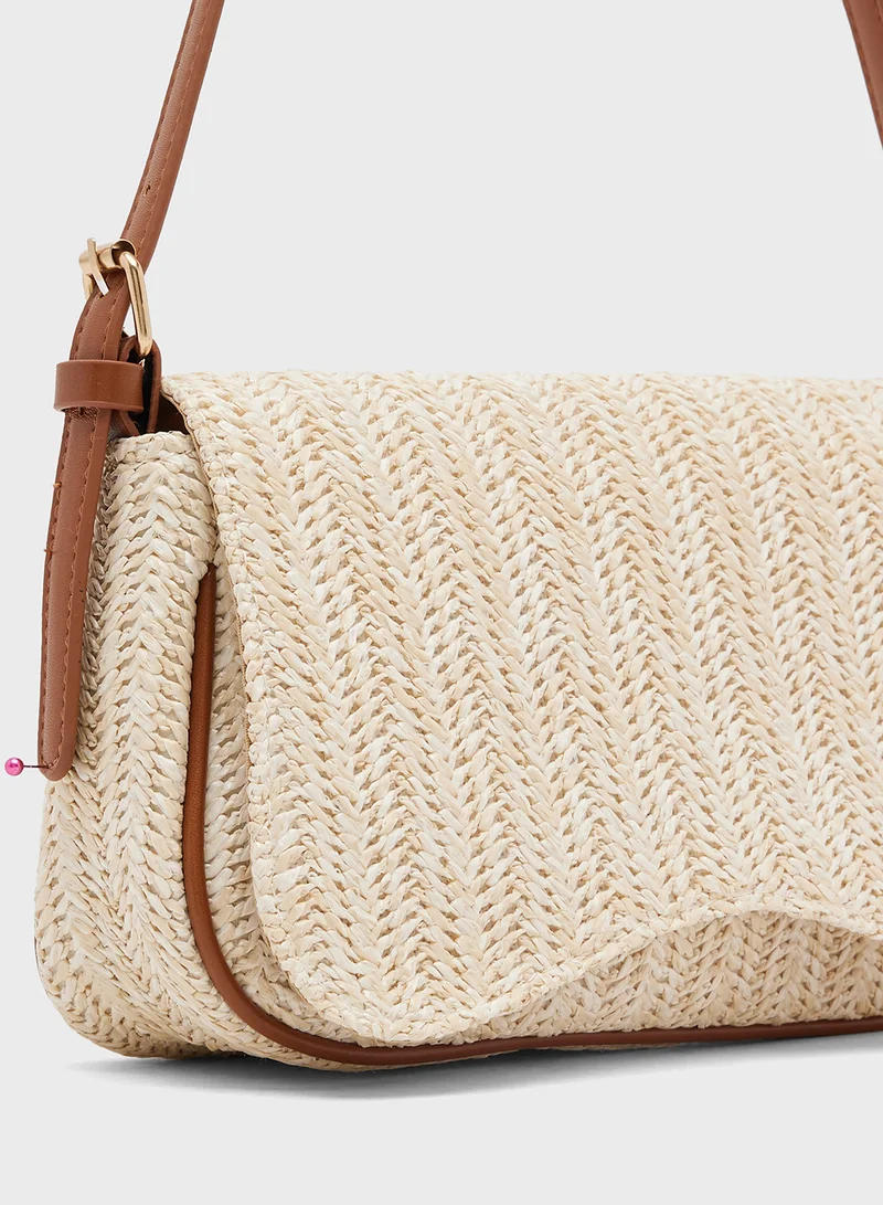 Ginger Raffia Textured East-To-West Bag
