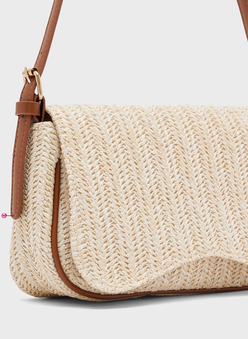 Ginger Raffia Textured East-To-West Bag - Image 4