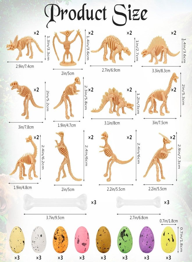VICROIC 54 PCS Dinosaur Fossil Skeletons, Assorted Dinosaur Skeleton Figures with Colorful Foam Dinosaur Eggs and Plastic White Bones for Science Dino Sand Dig Party Favor Decorations（B） - Image 2