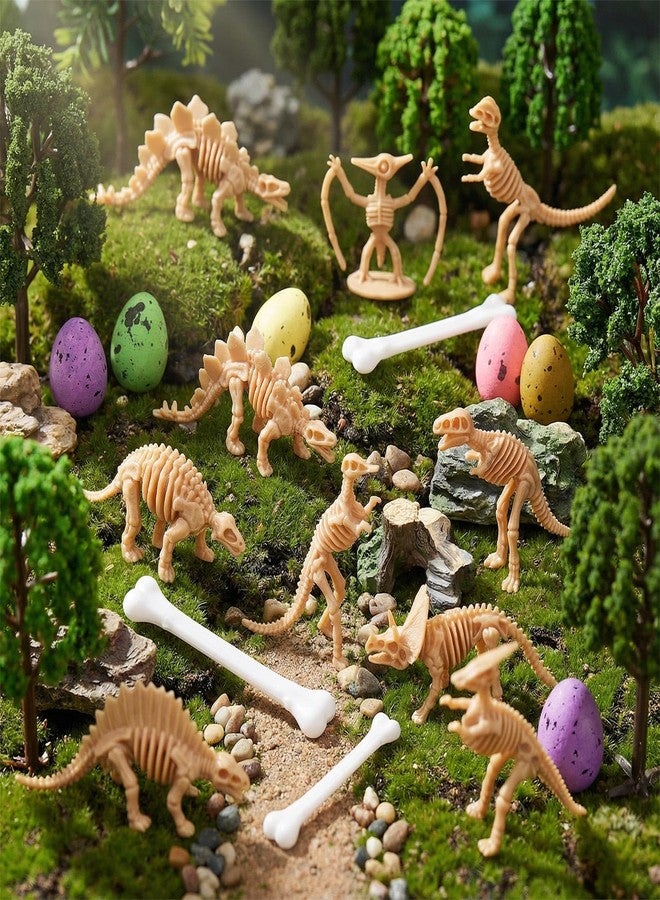 VICROIC 54 PCS Dinosaur Fossil Skeletons, Assorted Dinosaur Skeleton Figures with Colorful Foam Dinosaur Eggs and Plastic White Bones for Science Dino Sand Dig Party Favor Decorations（B） - Image 3