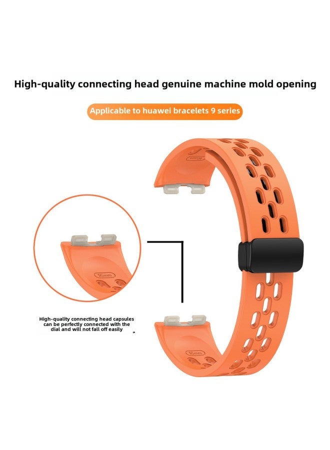 For Huawei Bracelet 9 Magnetic Folding Silicone Strap Huawei Bracelet 9TPU Refreshing Breathable Strap-Color:Grey  - Image 4