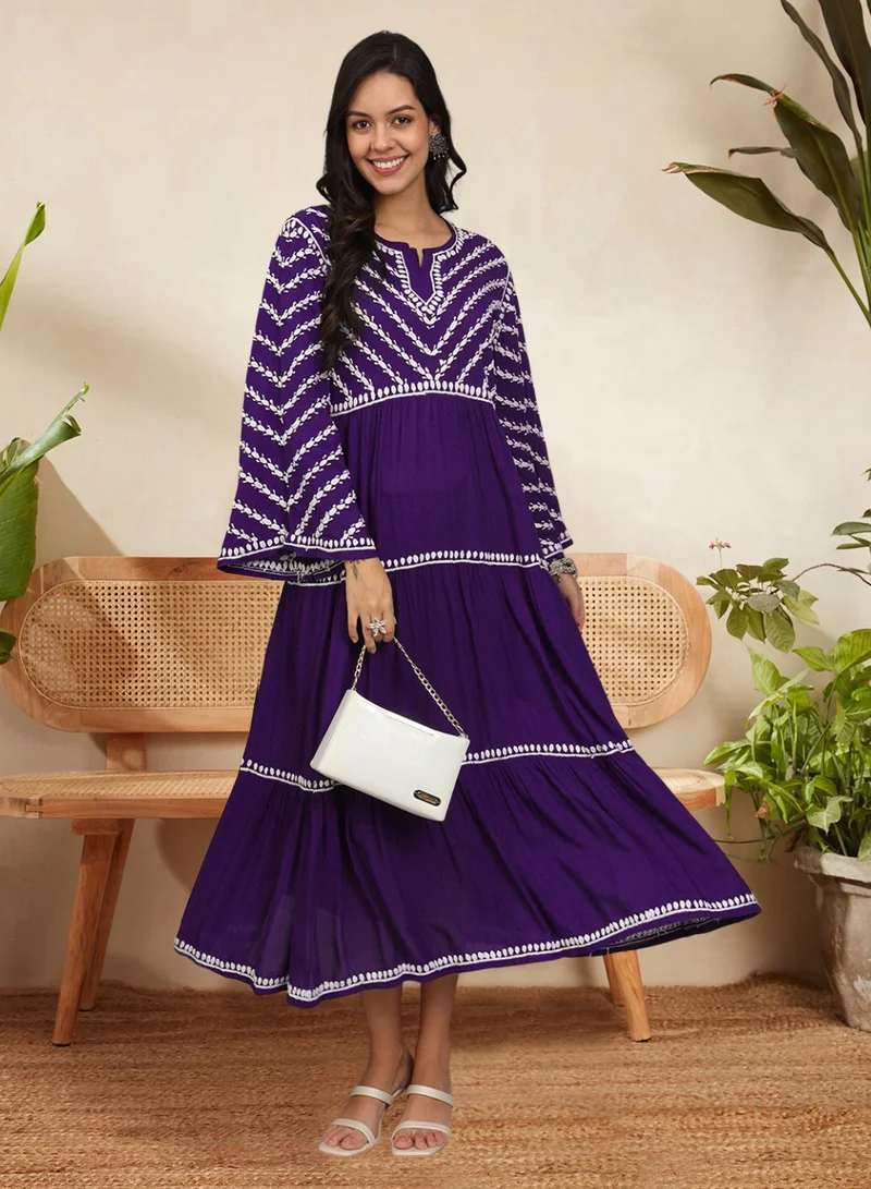 الايا جلابية شيكانكاري مودال مطرزة يدوياً-AL4015