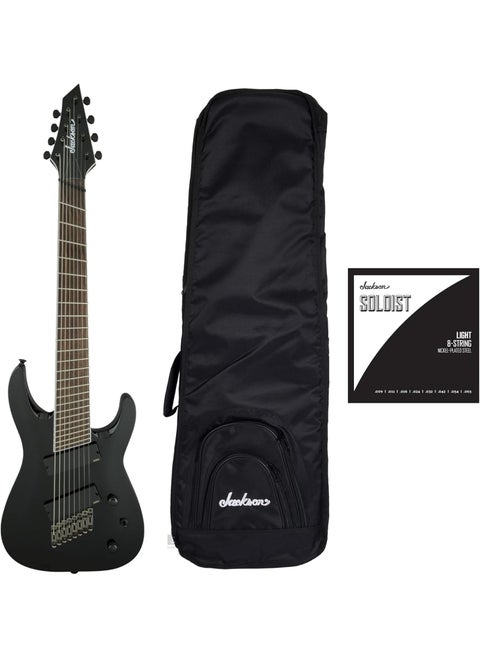 Jackson X Series Soloist Arch Top SLAT8 MS 8String Electric Guitar Black Bundle with Jackson MultiFit Gig Bag and Strings 3 Items