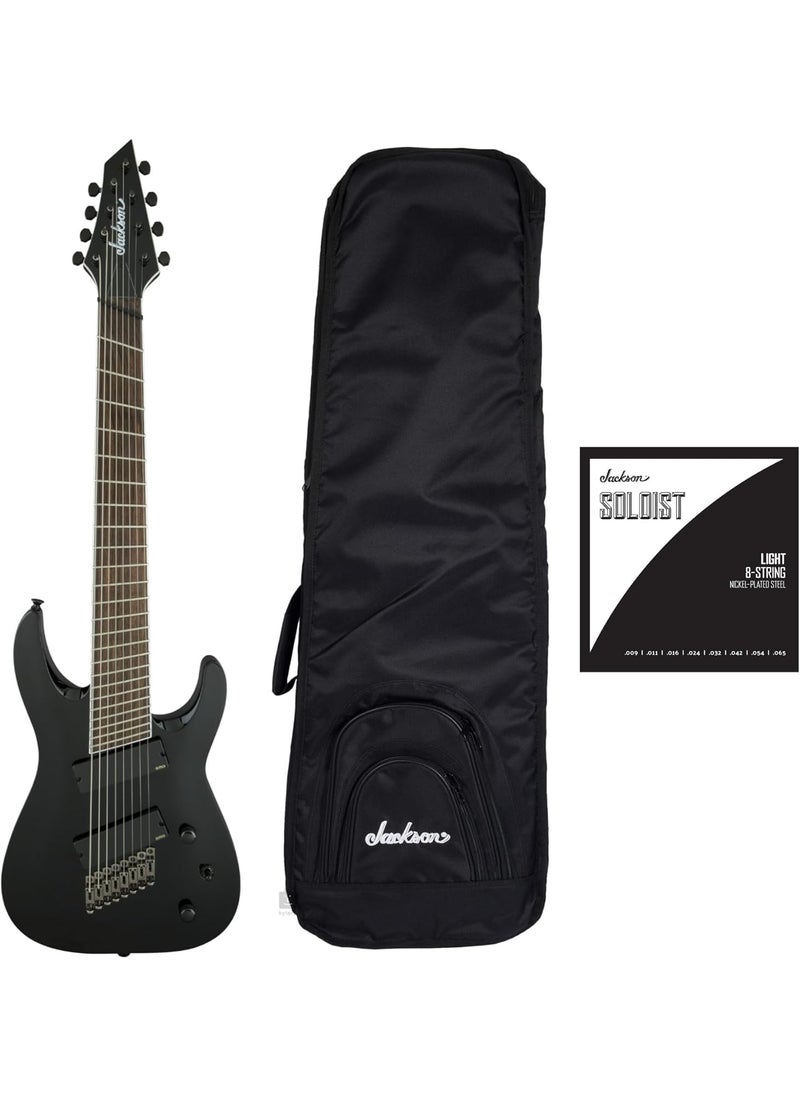 Jackson X Series Soloist Arch Top SLAT8 MS 8String Electric Guitar Black Bundle with Jackson MultiFit Gig Bag and Strings 3 Items