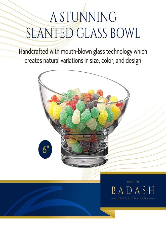 Badash Kira Candy Dish or Serving Bowl - 6” Handmade Slanted Rim Glass Bowl - Image 4