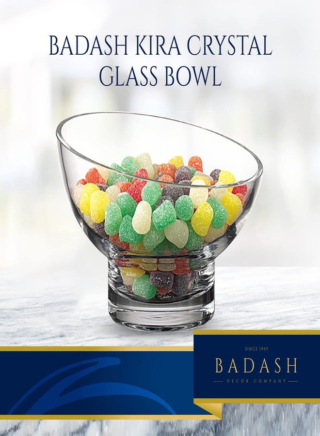 Badash Kira Candy Dish or Serving Bowl - 6” Handmade Slanted Rim Glass Bowl - Image 2