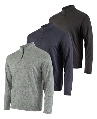 REALESSENTIALS Real Essentials 3 Pack: Men's Dry-Fit Active Quarter Zip Long Sleeve Athletic Performance Pullover (Available in Big & Tall) Set 5 XL - Image 1