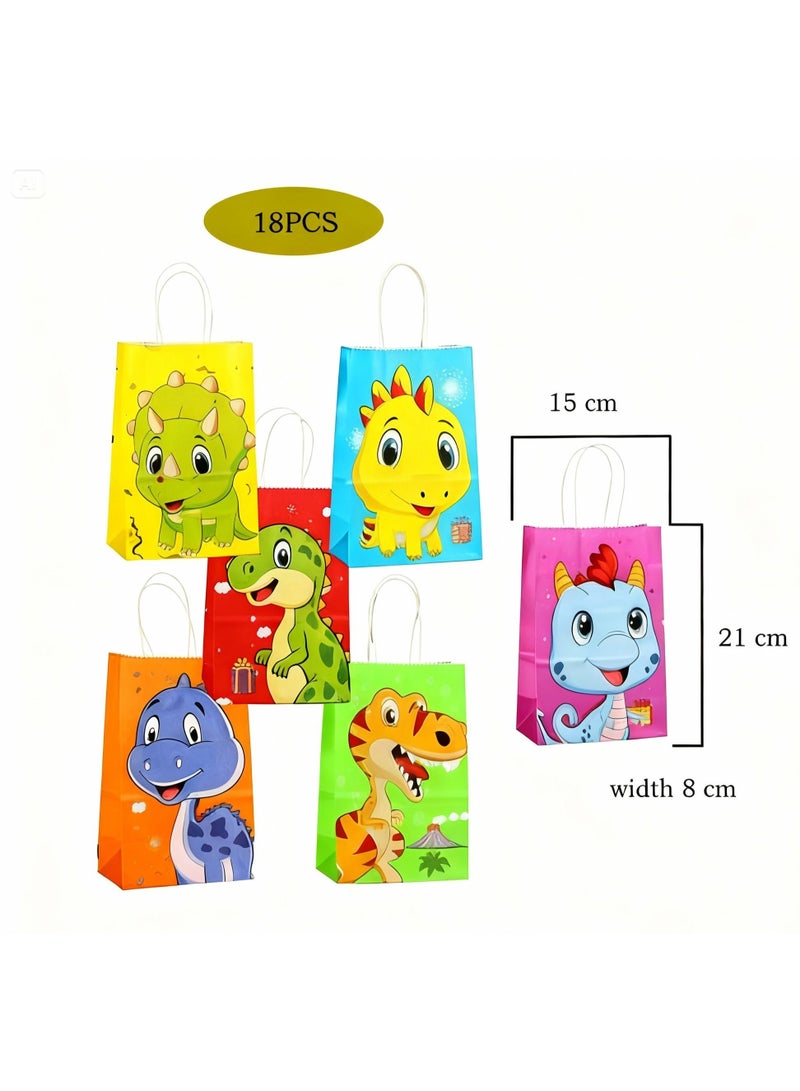 HM2A Dinosaur Party Bags - 18Pcs Party Favor Bags, Candy Treat Bag for Party, Goody Gift Bags with Handle, Great for Party Decorations and Dinosaur Theme Birthday Party - Image 3