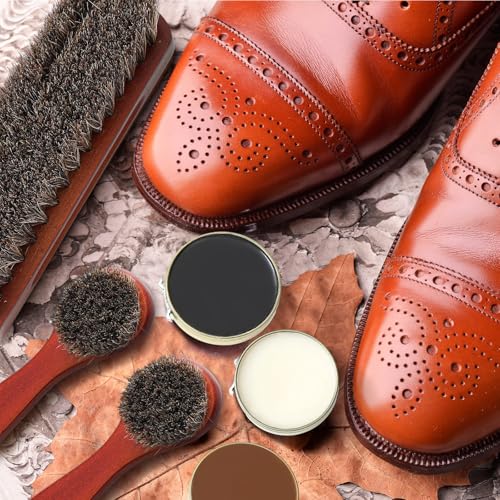 Wovnet 13 Pcs Shoe Polish Kit, Leather Boot Care Kit for Men, Black Shoes Shine Kit for Cleaning with PU Storage Bag(Brown) - Image 4