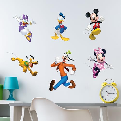 WALL PALZ Disney Mickey & Friends Wall Decals - Set of 6 Removable Vinyl Stickers for Kids Bedroom Playroom Bathroom - Peel and Stick Room Décor - Image 1