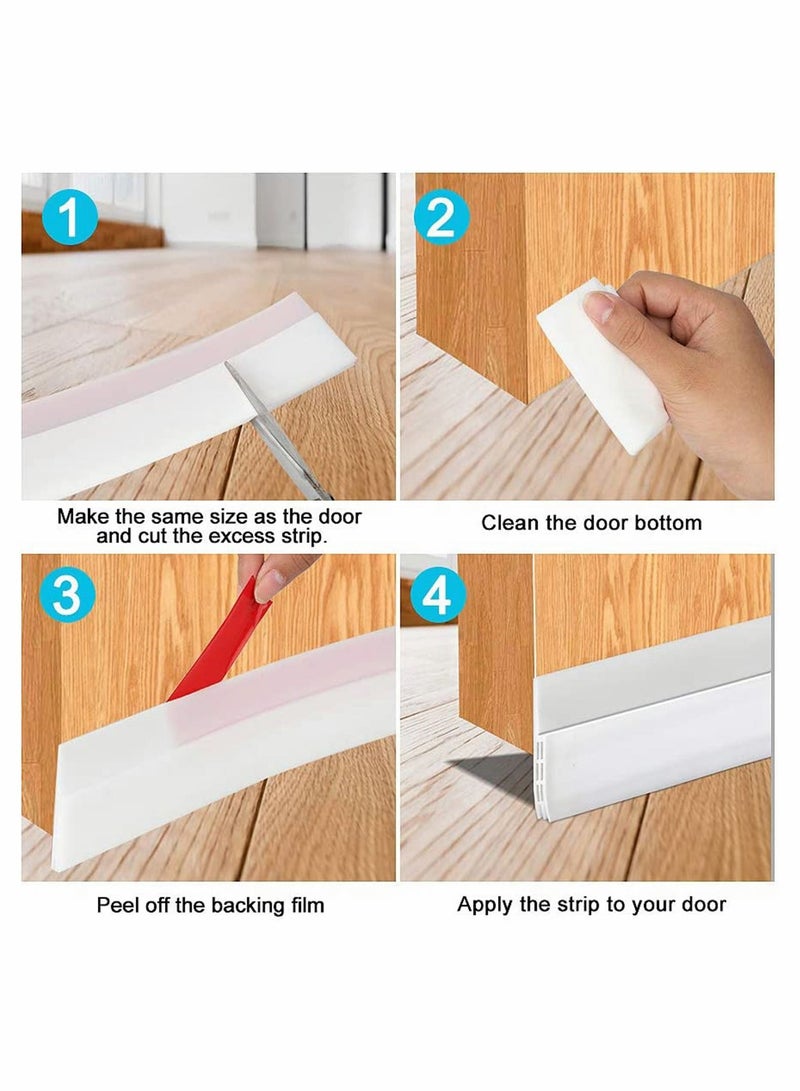 Door Seal Strip Draft Stopper, 2 Pack Under Blocker Insulator, Sweep Weather Stripping Noise Stopper Strong Adhesive 37inch Length