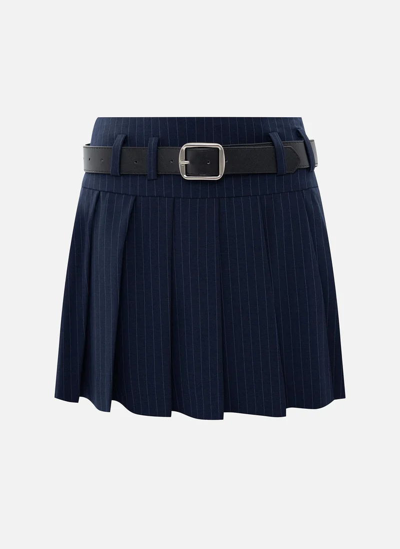 ليتشي تنورة قصيرة مطوية مخططة