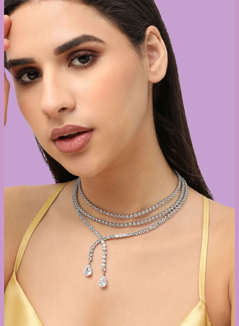 SOHI Silver Plated Designer Stone Casual Necklace For Women