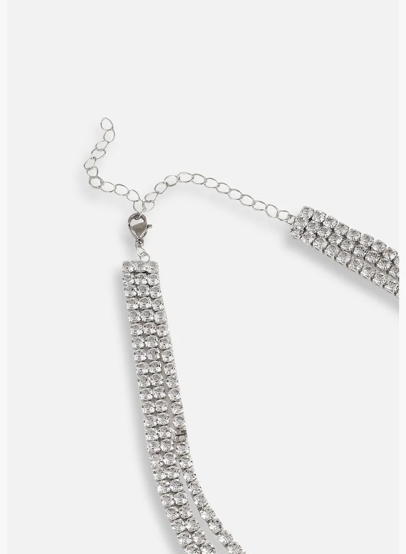SOHI Silver Plated Designer Stone Casual Necklace For Women