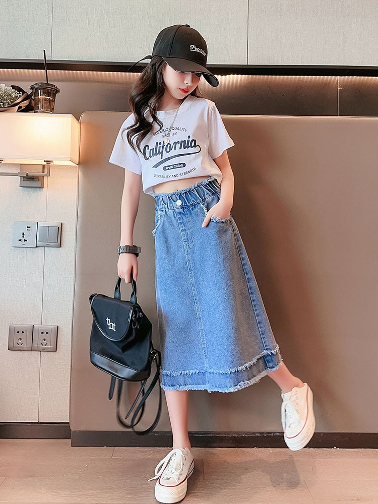 Girls' Denim Skirt Summer Dress Western Style Casual Children'S Girls Korean Style Summer Thin - Image 2