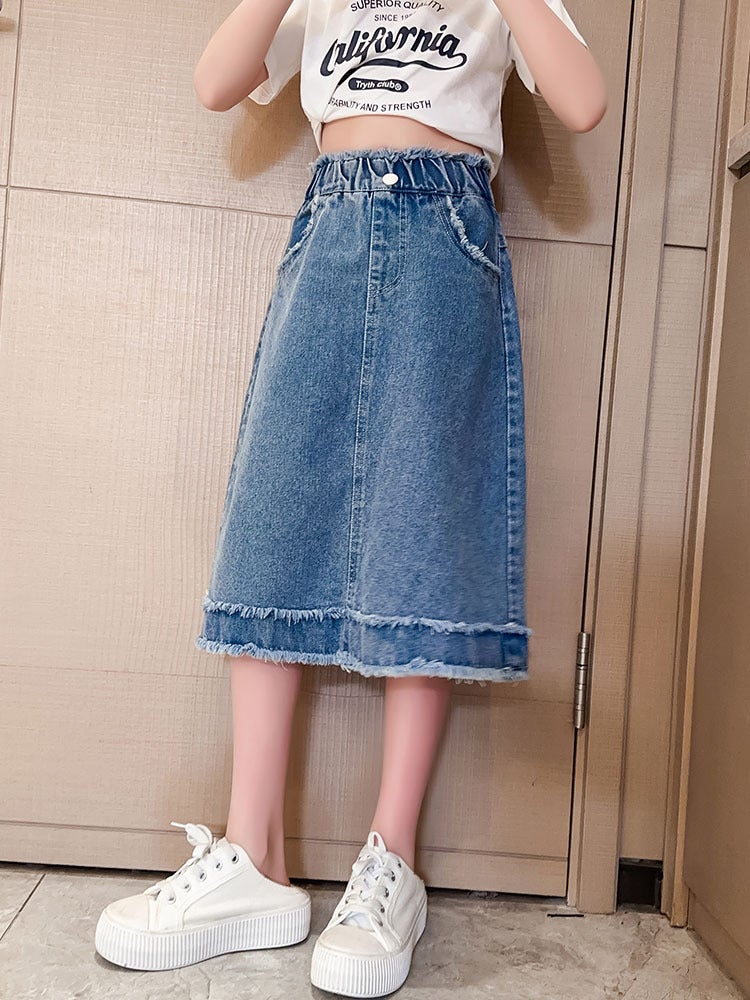 Girls' Denim Skirt Summer Dress Western Style Casual Children'S Girls Korean Style Summer Thin - Image 5