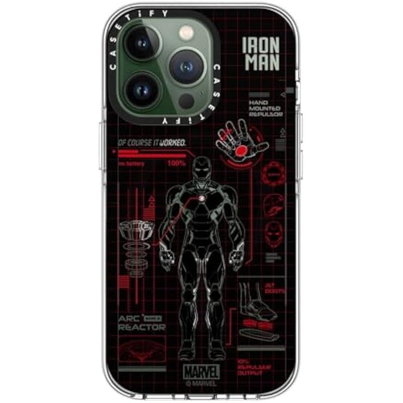 Casetify Clear iPhone 13 Pro Case 【Iron Man Co-Lab/Not Yellowing / 6.6ft Drop Protection/Compatible with Magsafe】 - Iron Man Blue Print Tech - Red - Clear - Image 3