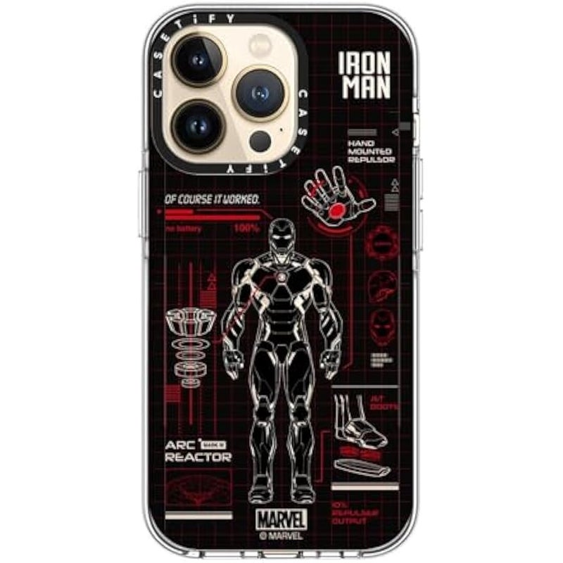 Casetify Clear iPhone 13 Pro Case 【Iron Man Co-Lab/Not Yellowing / 6.6ft Drop Protection/Compatible with Magsafe】 - Iron Man Blue Print Tech - Red - Clear - Image 5