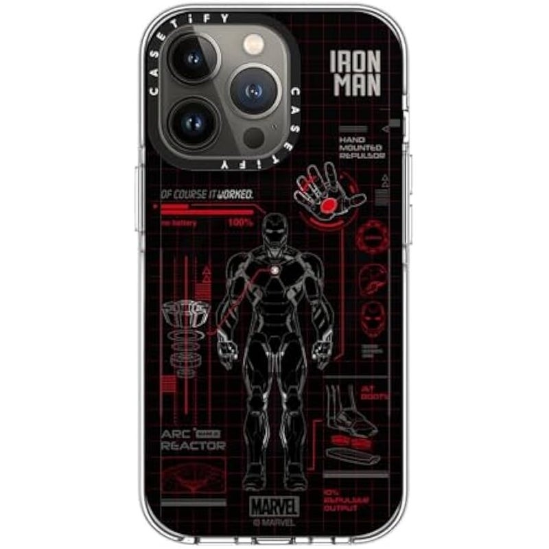 Casetify Clear iPhone 13 Pro Case 【Iron Man Co-Lab/Not Yellowing / 6.6ft Drop Protection/Compatible with Magsafe】 - Iron Man Blue Print Tech - Red - Clear - Image 4