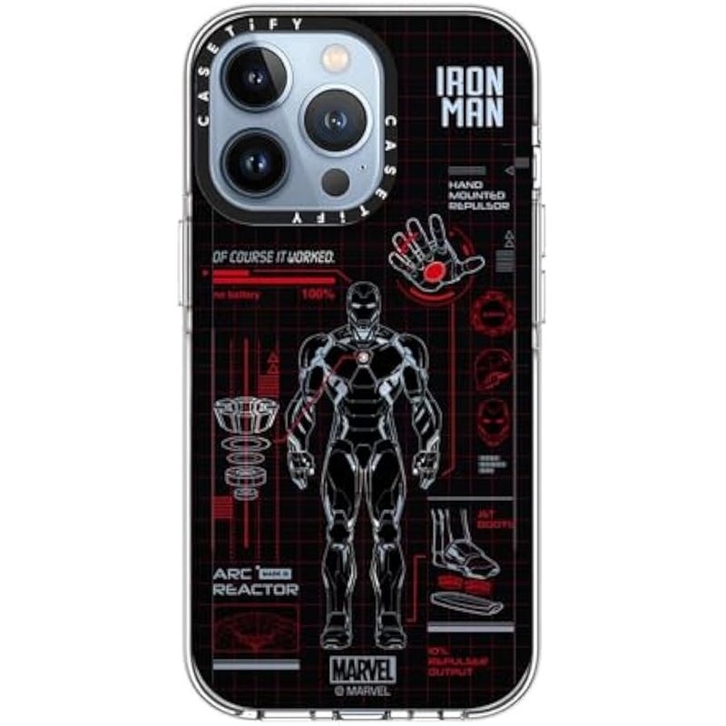 Casetify Clear iPhone 13 Pro Case 【Iron Man Co-Lab/Not Yellowing / 6.6ft Drop Protection/Compatible with Magsafe】 - Iron Man Blue Print Tech - Red - Clear - Image 2