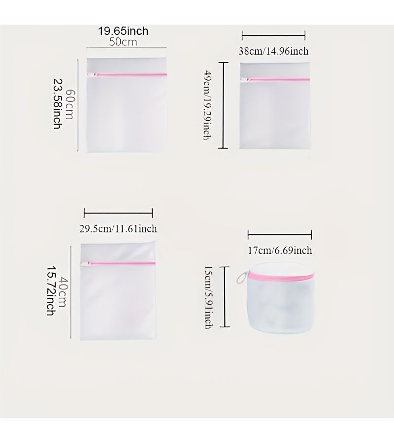 Durable Mesh Laundry Bags 4pcs Set With Zippers For Delicates Underwear And Clothes Machine Washable - Image 3
