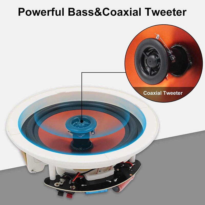 Herdio 6.5" 600 Watts Bluetooth Ceiling Speakers Wireless Home Recessed Speaker System Suitable for Indoor,Kitchen,Home Theater,Bedroom,Office,Covered Patioï¼ˆ4 Speakersï¼‰ - Image 3