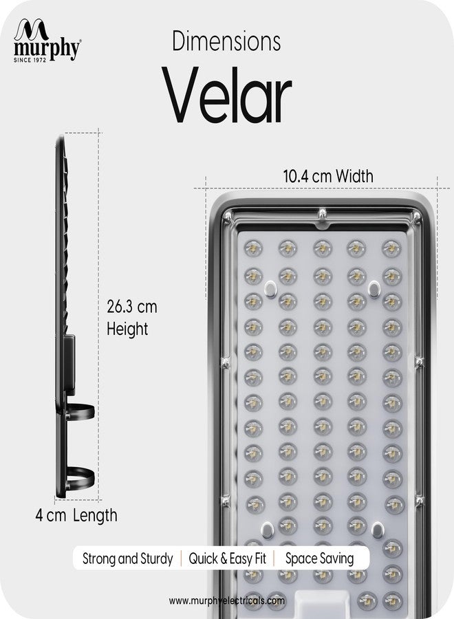 Murphy Velar 24W LED Street Light with Auto On/Off Day Night Sensor | Aluminium Body | IP66 Waterproof | 2400 Lumens | 6500K Cool White | | BIS Certified | 2-Year Warranty (Pack of 1) - Image 4