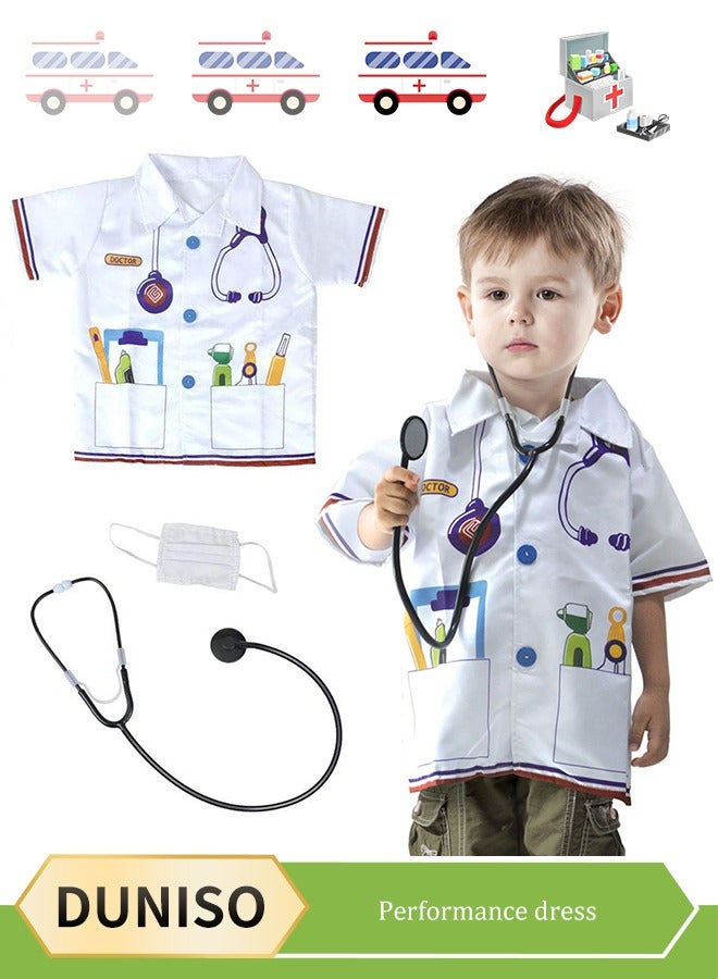 DUNISO Doctor Costume Children, Role Play Costume Toy for Children for Children's School Costumes, Costume Parties,School and Home Games,M,120cm - Image 1