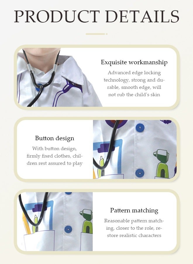 DUNISO Doctor Costume Children, Role Play Costume Toy for Children for Children's School Costumes, Costume Parties,School and Home Games,M,120cm - Image 5
