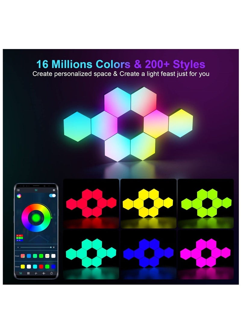 Hexagon Light Panels 8 Pack RGB Hexagon LED Lights Gaming Lights with APP And Remote Control Wall Lights Gift for Home Decor Living Room Bedroom Gaming Room - Image 3