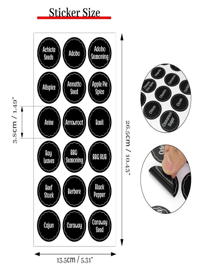 Andiker 144Pcs Spice Jar Labels, Preprinted Self-Adhesive Spice Jar Stickers, Waterproof Seasoning Label Stickers for Jars Bottles and Containers (Round, Black) - Image 2