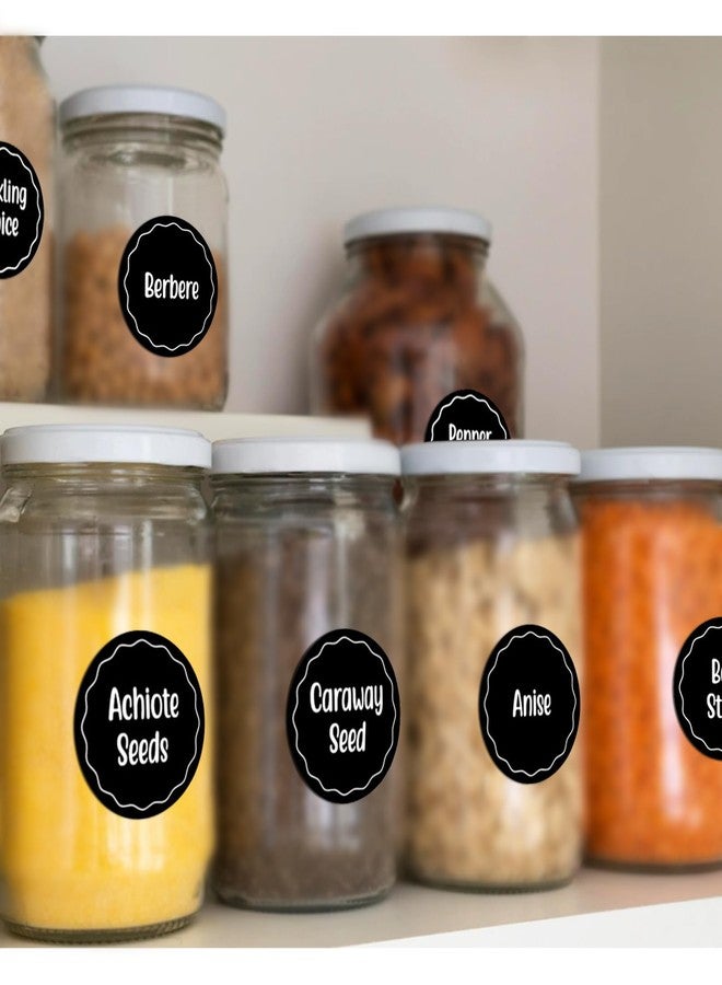 Andiker 144Pcs Spice Jar Labels, Preprinted Self-Adhesive Spice Jar Stickers, Waterproof Seasoning Label Stickers for Jars Bottles and Containers (Round, Black) - Image 4
