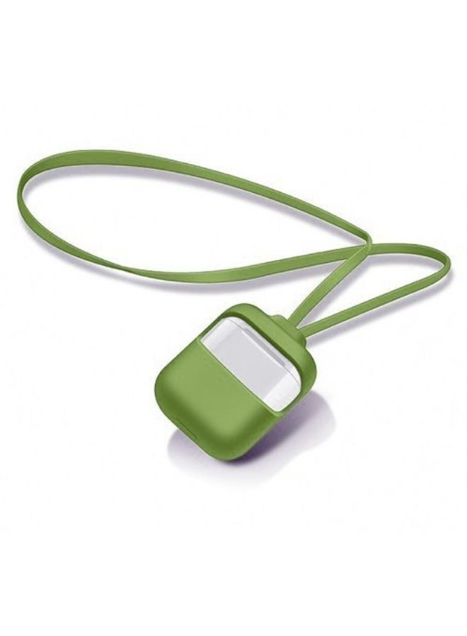 غطاء سيليكون مضاد للخدش لسماعات Airpods مع حزام اليد والرقبة ، أخضر  - Image 2