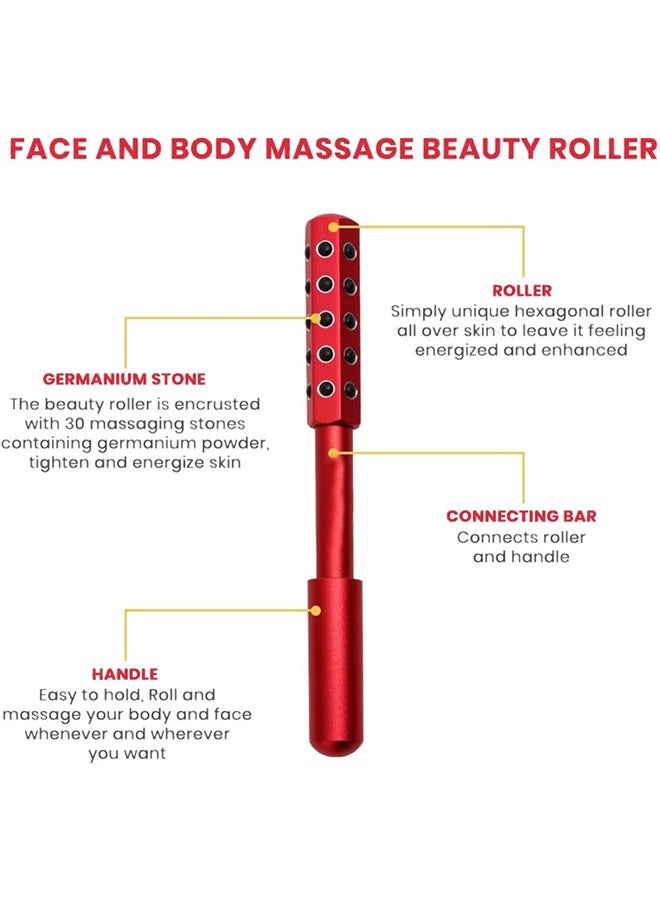 Facial Germanium Beauty Roller, Uplift Facial Massaging Beauty Tool, Facelift Pro Roller, Massage Face Tool for Lifting, Sculpting, De-Puffing, Glow Boost, Energizing & Cooling Effect - Image 4