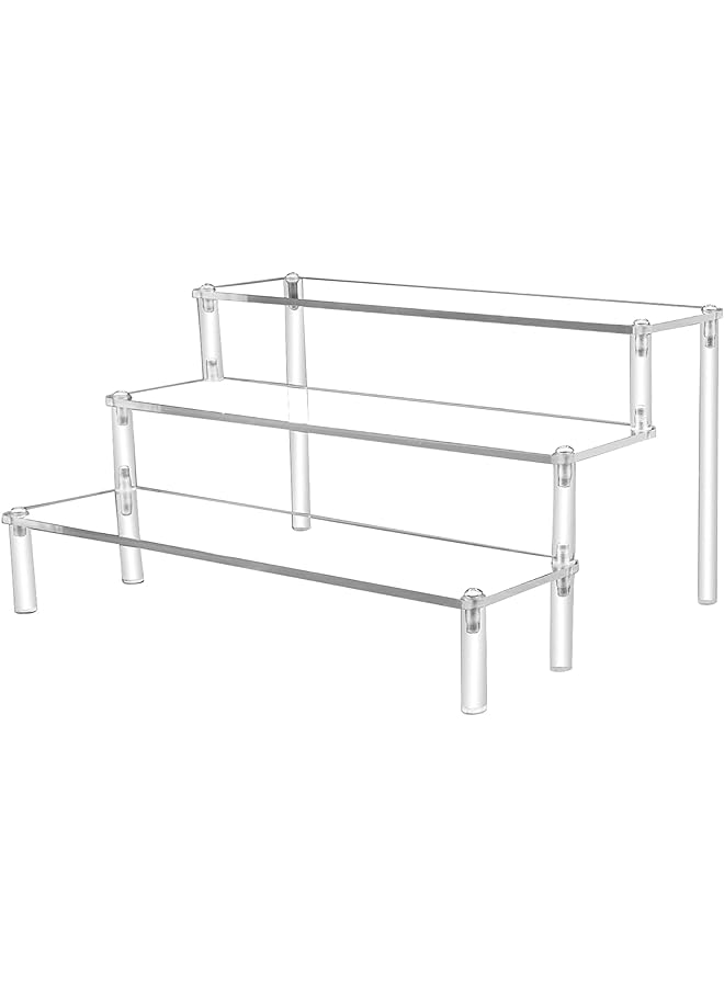 Zaboon Acrylic Riser Display Shelf Clear Acrylic Display Riser Shelf For Pop Figures Tiered Display Stand Small Risers Cabinet Countertops Table Decoration And Organizer 3 Tier - Image 1
