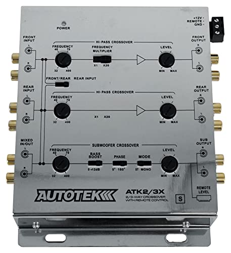 Autotek ATK2 3X Active Crossover Processor (Silver) – 8.5 Volts, 2-Way and 3-Way, Remote Bass Control Included, Built-In Crossovers, Level Adjust - Image 5