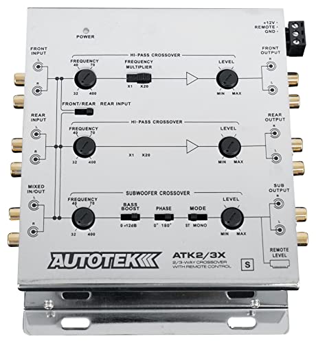 Autotek ATK2 3X Active Crossover Processor (Silver) – 8.5 Volts, 2-Way and 3-Way, Remote Bass Control Included, Built-In Crossovers, Level Adjust - Image 2
