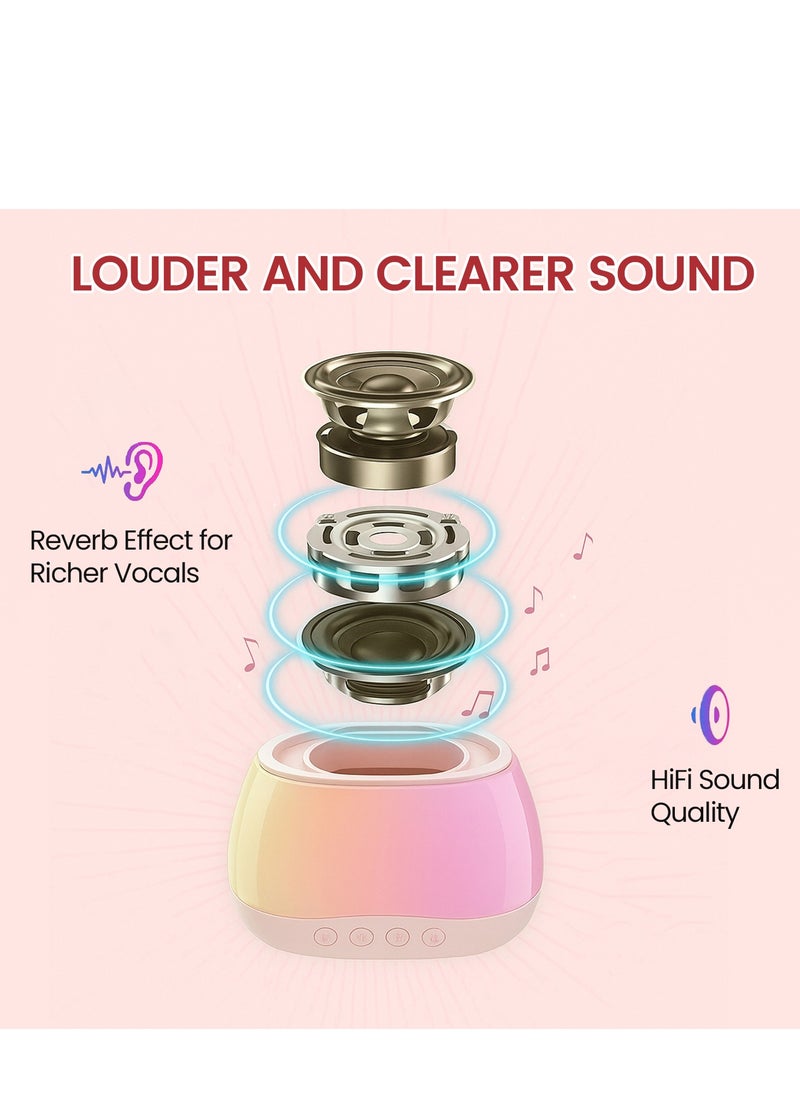 Faylor Mini Karaoke Machine for Kids with 2 Wireless Microphones, Portable Bluetooth Speaker with LED Lights & Fun Voice Effects, Music Toy Gift for Boys and Girls Ages 3-12, Home Party Entertainment  - Image 3