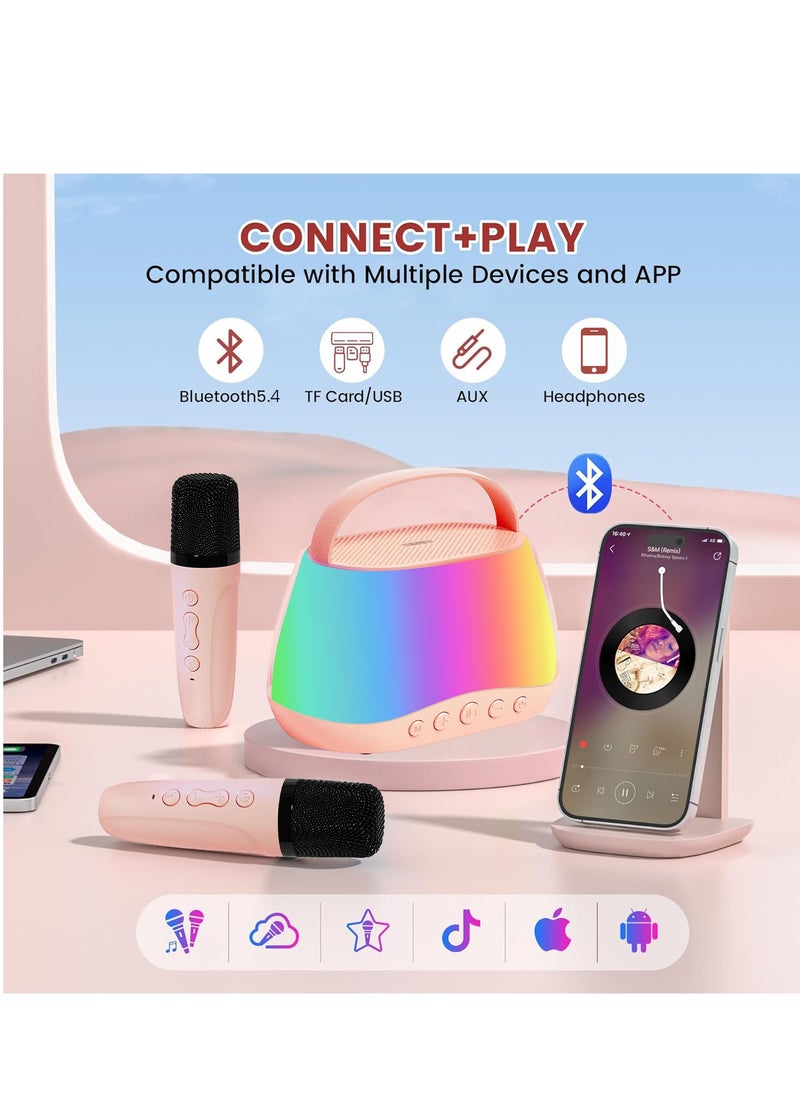 Faylor Mini Karaoke Machine for Kids with 2 Wireless Microphones, Portable Bluetooth Speaker with LED Lights & Fun Voice Effects, Music Toy Gift for Boys and Girls Ages 3-12, Home Party Entertainment  - Image 4