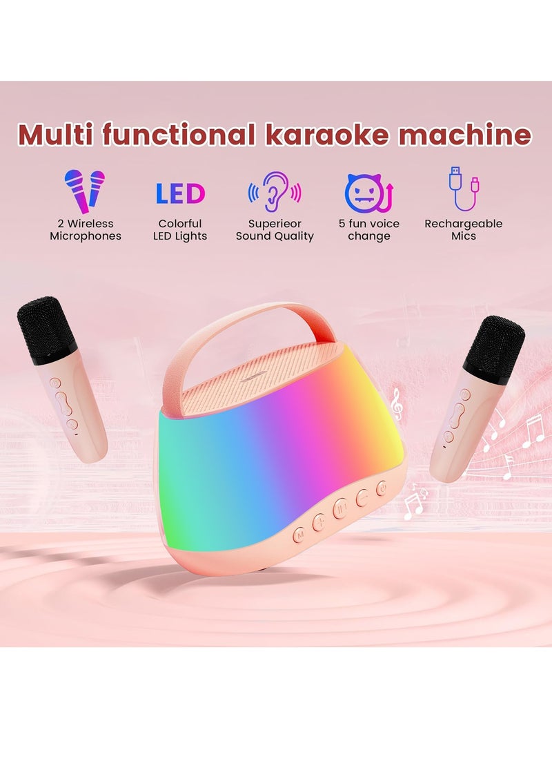Faylor Mini Karaoke Machine for Kids with 2 Wireless Microphones, Portable Bluetooth Speaker with LED Lights & Fun Voice Effects, Music Toy Gift for Boys and Girls Ages 3-12, Home Party Entertainment  - Image 1