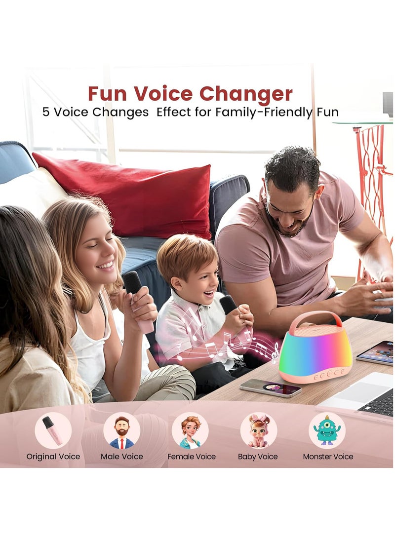 Faylor Mini Karaoke Machine for Kids with 2 Wireless Microphones, Portable Bluetooth Speaker with LED Lights & Fun Voice Effects, Music Toy Gift for Boys and Girls Ages 3-12, Home Party Entertainment  - Image 5