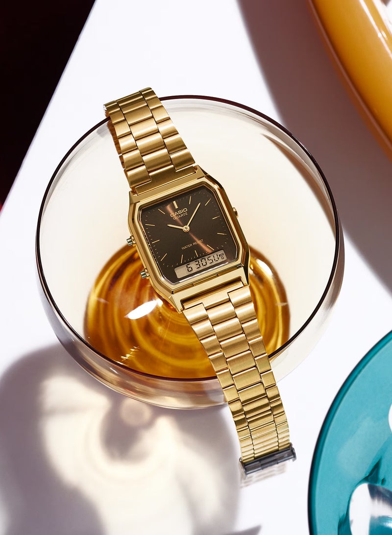 CASIO ساعة أنالوج + ديجيتال ستانلس ستيل عتيقة AQ-230GA-5A - Image 2