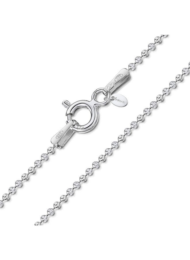 Amberta 925 Sterling Silver 1.2 Mm Ball Bead Chain Necklace Length 18" Inch / 45 Cm (18) - Image 1